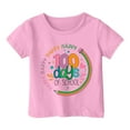 thumbnail image 3 of 100 Days Of School Shirt Girls Size 6/7 Boy Kid Color Block 100 Dyas Of Shool Print Athletic Shirts Loose Fit Fashion Shirts Tee Tops Pullover Tops,Z1-Pink,4-5 Years, 3 of 4