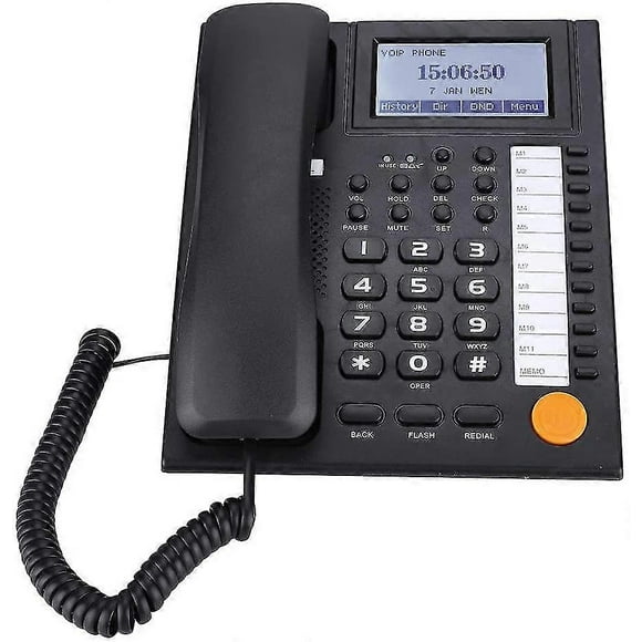 Wired Landline Phone With Speakerphone,Portable Desktop Clear Sound/Incoming Call Lcd Display/Large Button/Mute Time/Dual-Port Extension Set Corded Te