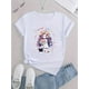 thumbnail image 2 of Women's Sunshine Girl Graphic Tee - Black Casual Crew Neck Short Sleeve T-Shirt with Floral Illustration, Comfortable Summer Top for Casual Attire, Playful Graphic Tee | Abstract Print Shirt | Stretc, 2 of 6