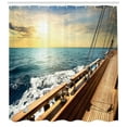 thumbnail image 3 of Ambesonne Nautical Shower Curtain, Yacht on Sea Sunset, 69"Wx84"L, Multicolor, 3 of 3