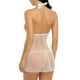 thumbnail image 4 of Gibobby Lencería sexy Lencería para mujer, camisón de encaje, ropa de dormir de malla transparente (1 camisón + 1 calzoncillos)(Blanco XL), 4 of 5
