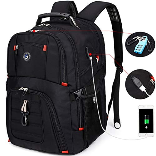 Trees and Wild Zebras Laptop Backpack 17 Inch Business Travel Backpacks for Men Women Adjustable Shoulder Strap with USB Charging Port Black Mens and Womens Business
