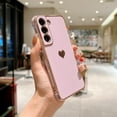 thumbnail image 2 of Compatible with Galaxy S21+Plus Case Camera Lens Protection Luxury Plated Love Heart Cute Side Small Pattern Slim Airbag Shockproof Cover Phone Cases for Samsung Galaxy S21 Plus 5G 6.7"-Purple, 2 of 12