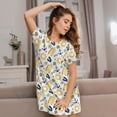 thumbnail image 3 of Pofeuu Summer vacation Print Women's Loose Fit Short Sleeve Nightgown, Comfortable Sleep Dress for Women, Casual Lounge Sleepwear, Soft Cotton Sleep Dress, 3 of 6