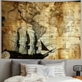 thumbnail image 2 of BCIIG F-FUN SOUL Pirate Treasure Map Sailing Ship Drawing Tapestry, Large  Soft Flannel, Old Ancient Pattern Wall Hanging Tapestries for Living Room Bedroom Decor, 2 of 6