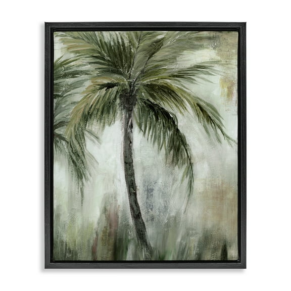 Stupell Industries Fanned Palms Impression Plants & Flowers Painting Black Floater Framed Canvas Art Print Wall Art, 17 x 21