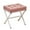 Pink, variant on Tcbosik Gray Velvet Upholstered Vanity Ottoman with X-Shape Metal Legs, 18"H Modern Footstool for Bedroom, Living Room & Makeup, Soft Cushion Seat, Easy Assembly