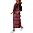 thumbnail image 3 of Women's Long Quilted Vest Hooded Maxi Length Sleeveless Puffer Vest Padded Coat Winter Outerwear, 3 of 4