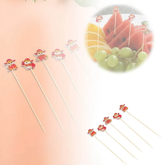 Palillos de cóctel para el Año Nuevo chino, 100 unidades, palillos con frutas, palillos para postres, palillos para comida, sándwiches, bebidas, brochetas de carne, frutas, artículos para fiestas.
