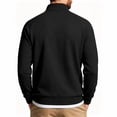 thumbnail image 3 of Men's Quarter Zip Pullover Sweatshirt Zip Long Sleeve Casual Warm Soft Fall Winter Outdoor Top with Stand Collar Black 3XL, 3 of 5
