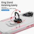 thumbnail image 3 of for iPhone 16 Case, Slim Fit Military Grade Drop Tested Dual Layer Shockproof Case with 360 Ring Holder Kickstand Protective Rugged Car Magnetic Non-Slip Phone Case,White+Pink, 3 of 10