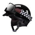 thumbnail image 1 of Casco de scooter Casco de bicicleta Gorra vintage transpirable Equipo de ciclismo con gafas Media Negro brillante, 1 of 9