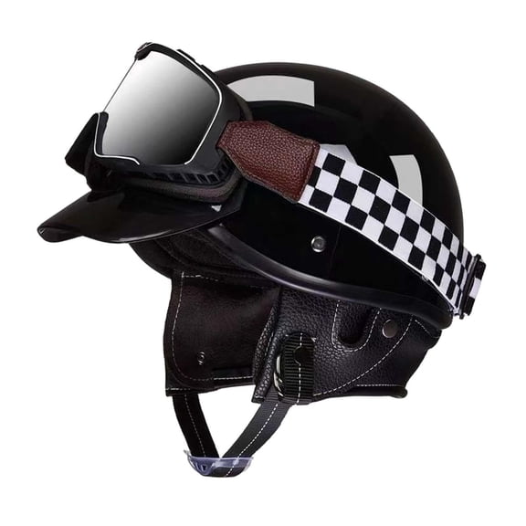 Casco de scooter Casco abierto de motocicleta Equipo de ciclismo Casco de bicicleta Cómodo Negro brillante