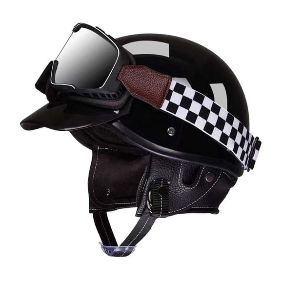 Casco de scooter Casco abierto de motocicleta Equipo de ciclismo Casco de bicicleta Cómodo Negro brillante