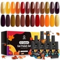 thumbnail image 3 of MEFA Juego de esmaltes de uñas de gel de otoño, 12 colores, decoración de otoño, Halloween, naranja, marrón, burdeos, purpurina, kit de gel de uñas SoakOff, rojo, amarillo, calabaza, bronce, arte de u, 3 of 4