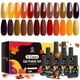 thumbnail image 3 of MEFA Juego de esmaltes de uñas de gel de otoño, 12 colores, decoración de otoño, Halloween, naranja, marrón, burdeos, purpurina, kit de gel de uñas SoakOff, rojo, amarillo, calabaza, bronce, arte de u, 3 of 4