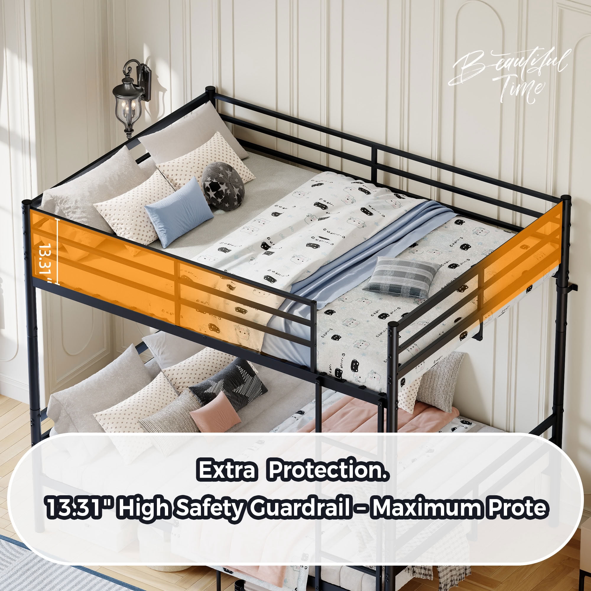 MAYEERTY Full Over Full Metal Bunk Bed for Kids Teens Adults, Heavy Duty 990 lbs Capacity, Separable into Two Full Size Beds, No Box Spring Needed