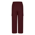 thumbnail image 6 of Jalioing Women's Wide Leg Cargo Pants Drawstring Elastic Waist Outdoor Sport Trousers Solid Casual Athletic Pants, 6 of 9