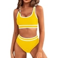 thumbnail image 1 of IDALL Bikini Sets Bathing Suit Contrasting Colors Bikini Sets Double Shoulder Bathing Suits For 2025 High Waisted Bikini Sets Swim Suits for Women Yellow XL(Clearance Sales), 1 of 7