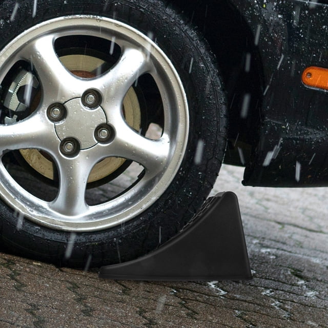 ELAYARD 2Pcs Black Rv Wheel Chocks Dual Axle Locks Car Wheel Chock Wedges for Vehicle Safety