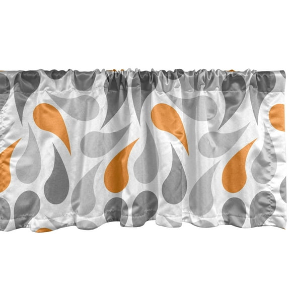 Ambesonne Geometric Window Valance, Traditional, 54" X 18", Orange Grey White
