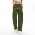 thumbnail image 2 of Jerdar Cargo Pants Women Baggy Y2k Streetwear Wide Leg Pants with Pockets High Waist Drawstring Goth XL, 2 of 7