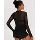 thumbnail image 2 of Camisa transparente de manga larga de malla para mujer, color negro, 2 of 6