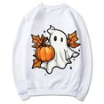 thumbnail image 4 of CLOISE Halloween Women's Sweatshirts Fashion Ghost Print Pullover Sweatshirts Fall Long Sleeve Crew Neck Hoodies Shirts Comfy Blouses Holiday Gift Clothes White M Boo, 4 of 5