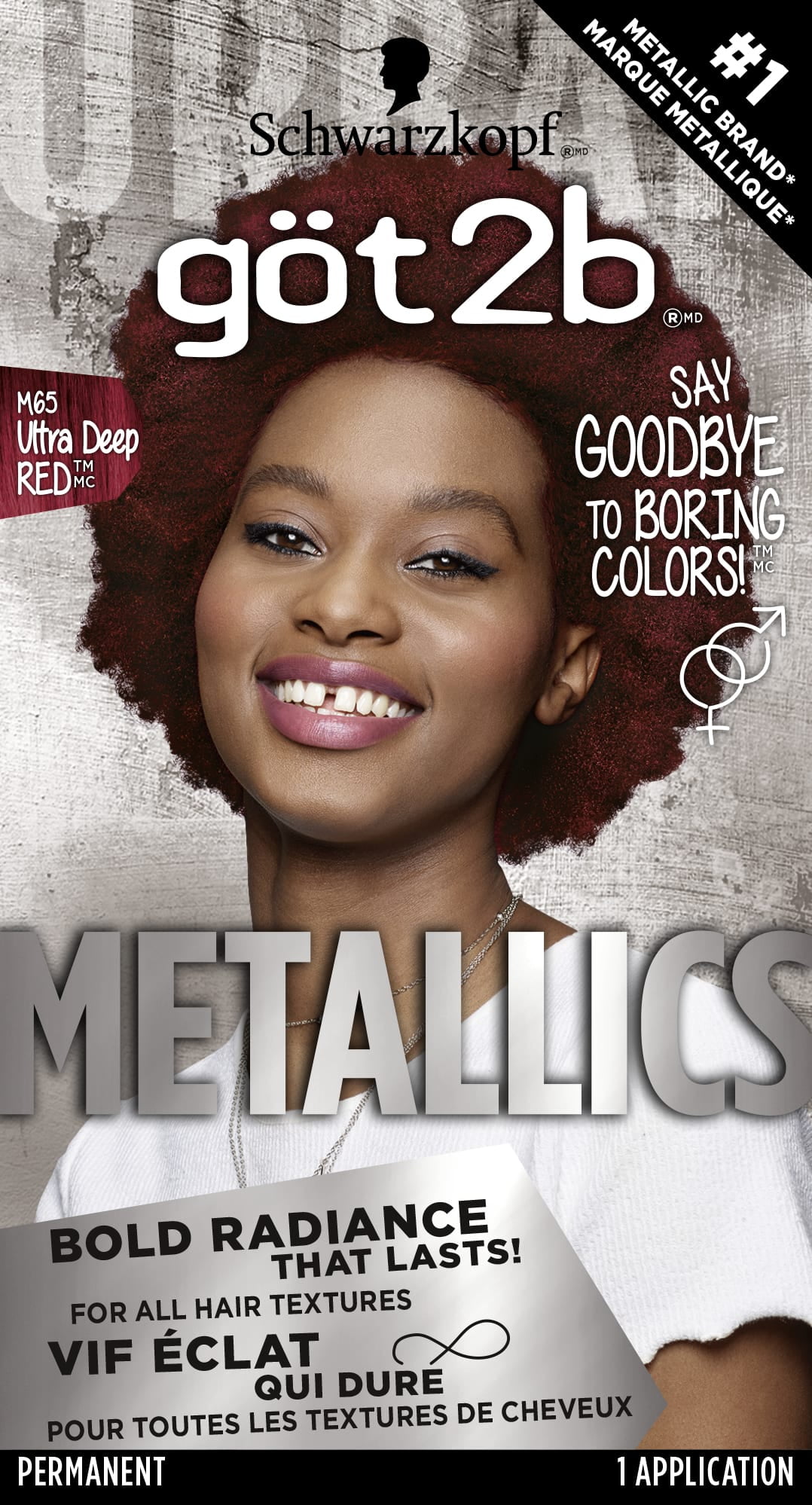 Got2b Metallics Permanent Hair Color, M65 Deep Red