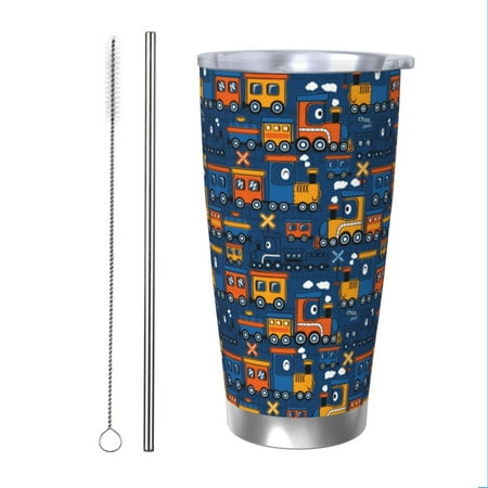 

Cauagu Funny Steam Train Pattern 20oz Tumbler Stainless Steel Vacuum Insulated Tumbler with Lid Insulated Coffee Mug Thermal Cup with Splash Proof Sliding Lid-Straw Two-piece Set
