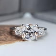 thumbnail image 2 of Dainty Cushion Cut Moissanite Ring 3 Ct Engagement Ring Three Stone White Gold Promise Anniversary Gift, 2 of 5