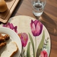 thumbnail image 3 of Pink Red Spring Floral Round 13 Inch Placemats Set of 4, Summer Botanical Tulip Vintage HeatResistant Non Slip Place Mats for Dining Table, Wipeable Braided Kitchen Table Mats for Housewarming, 3 of 9