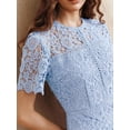 thumbnail image 2 of Sky Blue Lace Midi Dress With Short Sleeve And High-Low Ruffled Hem, 2 of 30