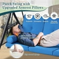 thumbnail image 6 of Magic Union Outdoor Porch Swing with Canopy, 3 Person Patio Porch Swing Chairs with Stand, Porch Bed Swing with Removable Cushion for Patio, Garden, Poolside,Beige, 6 of 8
