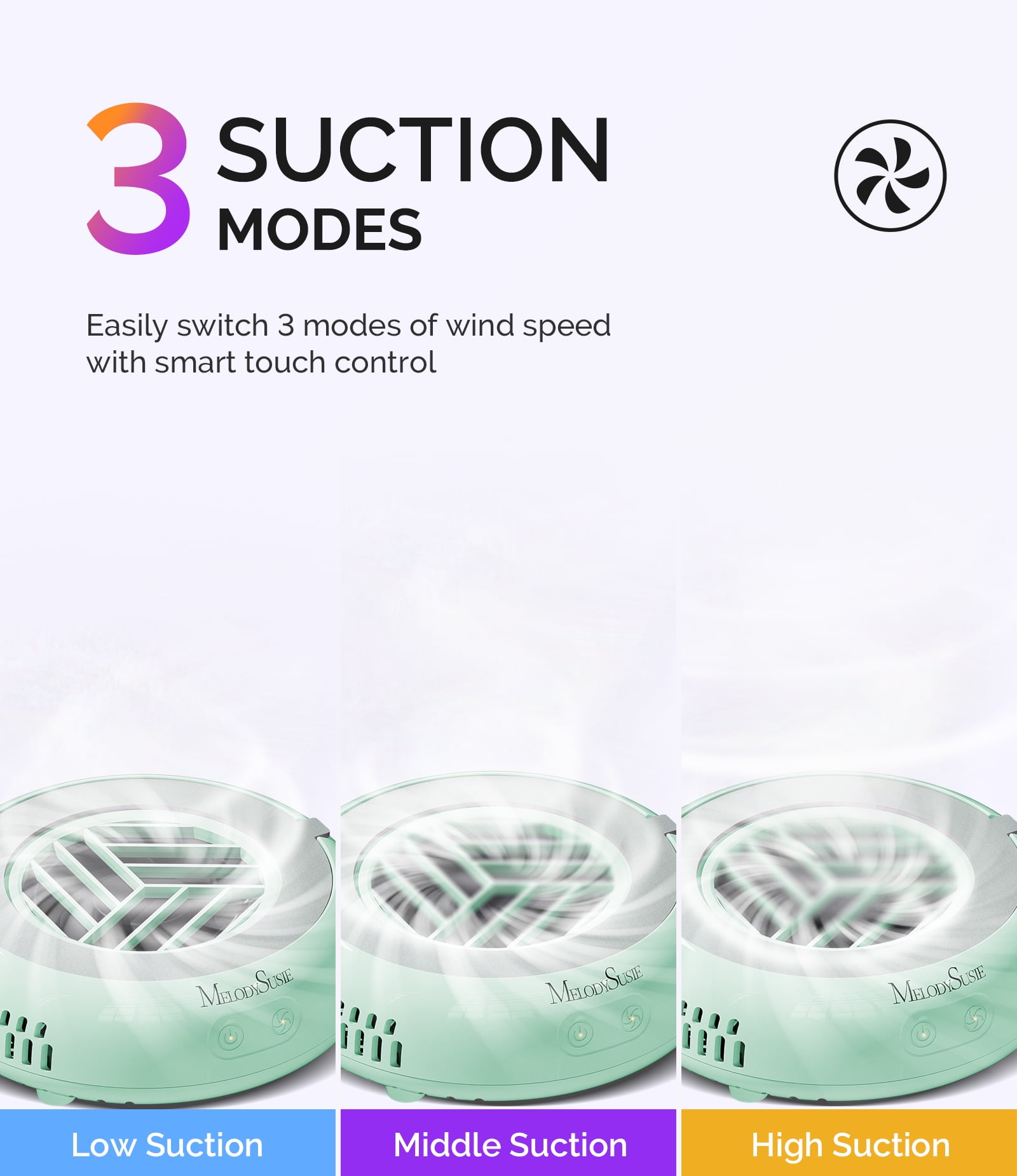 MelodySusie Mini Nail Dust Collector,HProA 6000RPM Portable Suction Vacuum Fan with 30 Pcs Filter Papers,Pink
