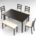 thumbnail image 6 of BTMWAY 6 Piece Dining Table Set, Solid Wood Family Dining Room Set with Foldable Table, 4 Upholstered Chairs and 1 Cushion Bench, Modern Kitchen Table Set Rectangular Dinette Set for 6, Gray, 6 of 7