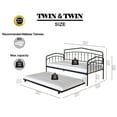 thumbnail image 3 of Noble House Twin Size Black Metal Frame Daybed with Twin Trundle for Bed Room,without Mattress, 3 of 7