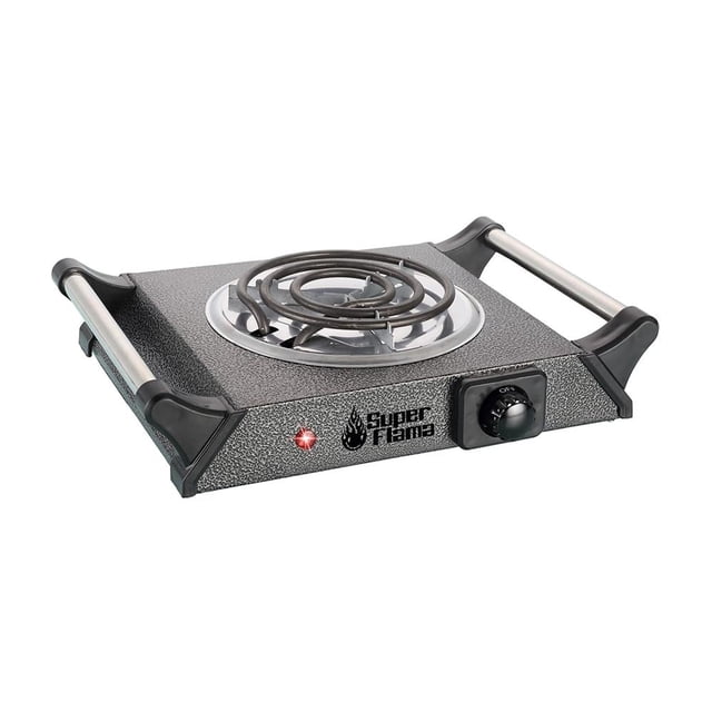Parrilla Eléctrica Super Flama 1 Resistencia con Asas Gris