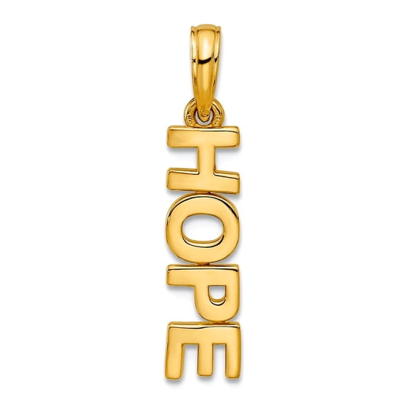 5.4mm 14k Solid Yellow Gold Polished Hope Pendant Necklace Pendant for Women - 1.2 Grams