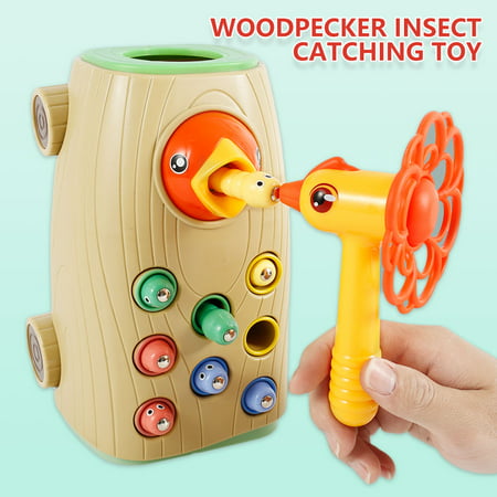 HOTBEST Woodpecker Toy, Early Education Woodpecker Feeding Game, Toddler Magnetic Bird Toys, Wooden Hammer Toys, Fine Motor Skills Sensory Preschool Toys Set for Baby Kids -  20000079001@#kali363