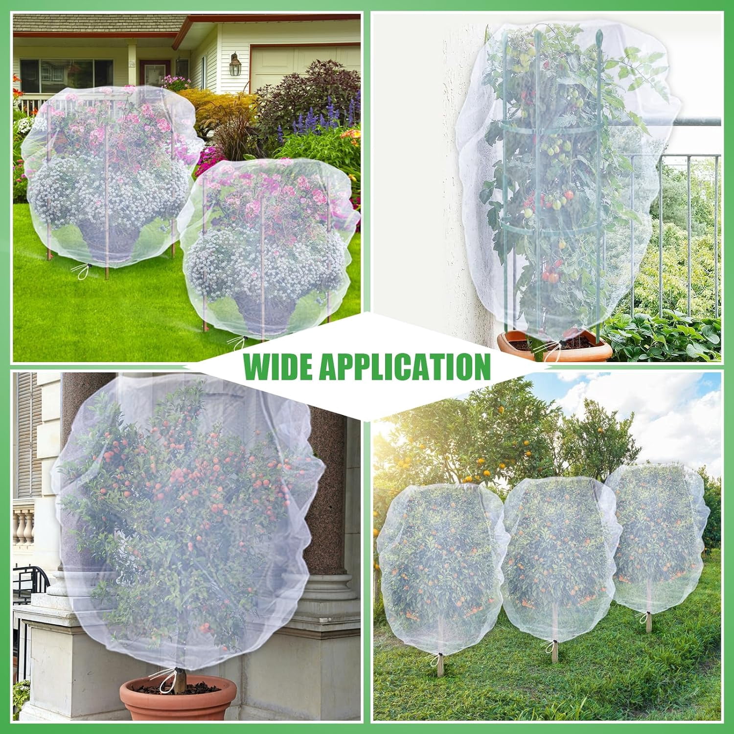 6 Pack Insect Bird Netting Cover - 4x5FT Blueberry Bushes Netting Plant Covers With Drawstring, Fine Mesh Fruit Tree Net for Protecting Lemon Orange Large Plants from Insect