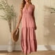 thumbnail image 5 of Pantalones de Vestido Casual para las Mujeres Estilo sin Mangas Sólido V Cuello Vendaje Vestido Largo, Camisas de Vestido Casual para las Mujeres Inspirado Bodycon Maxi de Verano, 5 of 6