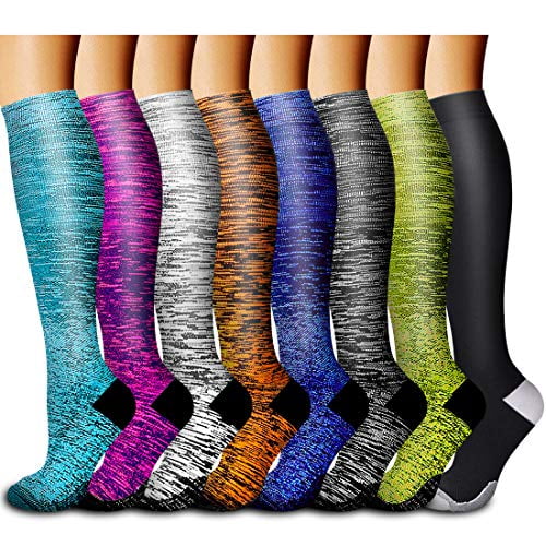 Copper Compression Socks Women & Men Circulation 8 Pairs Best for Running,Athletic Sports,Travel,Pregnancy