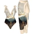 thumbnail image 2 of Traje de baño de mujer de cintura alta de una pieza bikini falda larga conjunto push up barriga control monokini sexy traje de baño, 2 of 4