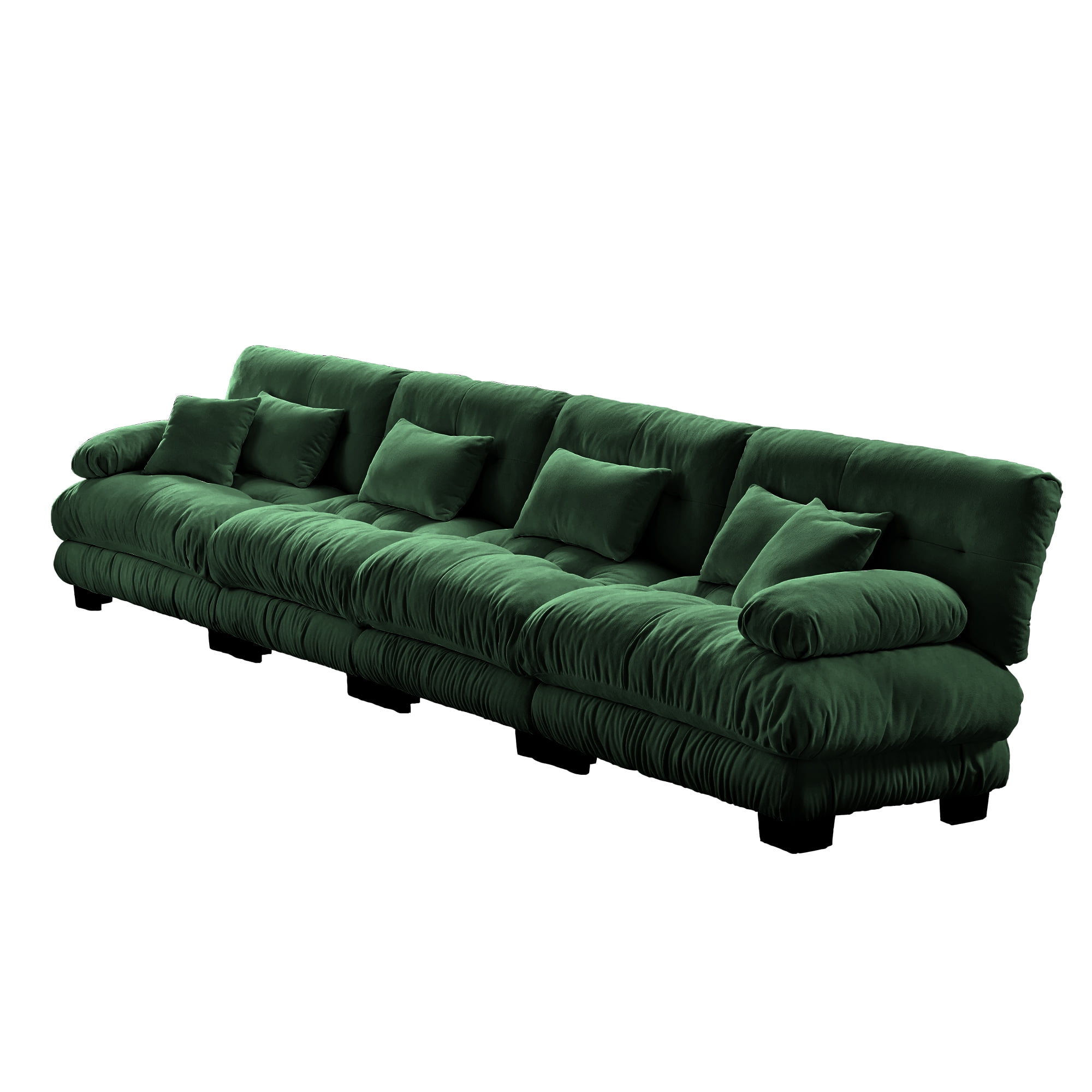 Gewnee 4-Seater 173.2" Oversized Modular Sectional Sofa, Deep Seat Chenille Cloud Sofa with Lumbar Pillows & Throw Pillows, Upholstered Living Room Couch, Green