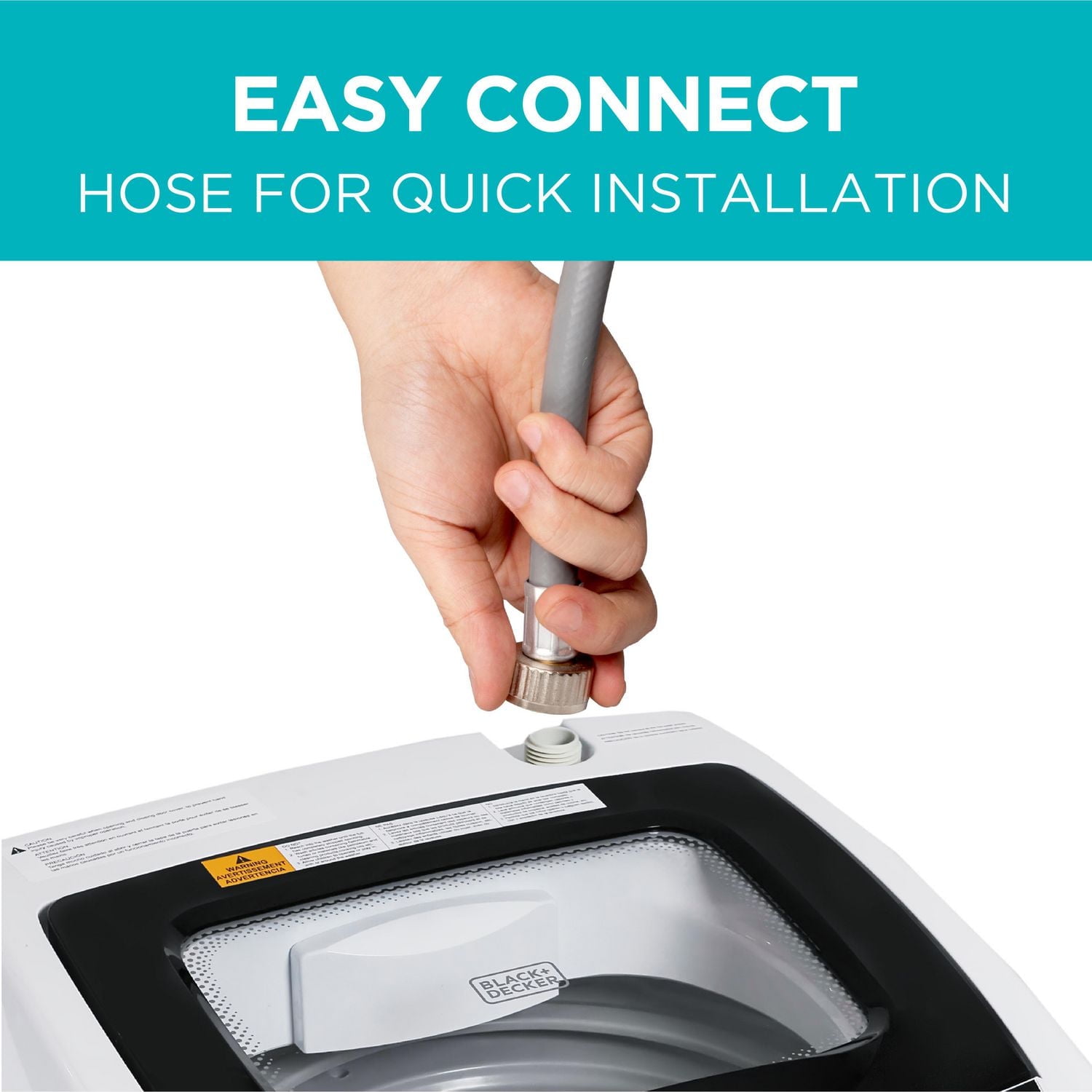 Black + Decker Small Portable Washer, Washing Machine for Household Use, Portable Washer 0.9 Cu. Ft. with 5 Cycles, Transparent Lid & LED Display