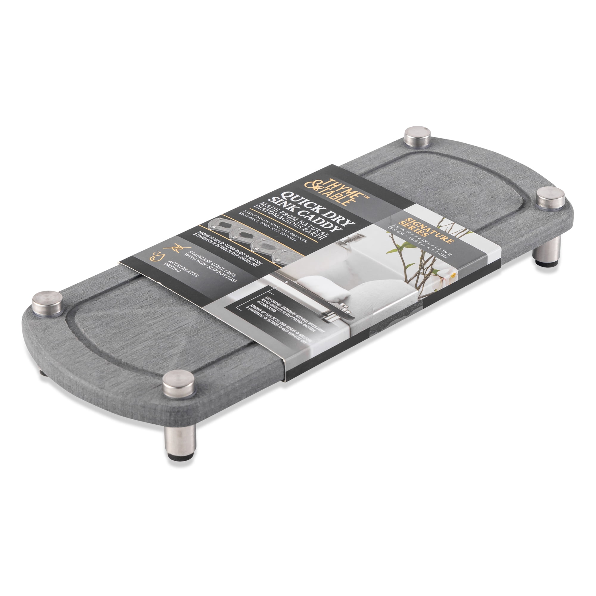 Thyme & Table Diatomite Sink Water Absorbing Tray, Grey