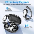 thumbnail image 6 of Open Ear Earbuds, Bluetooth 6.0 Wireless Earbuds with Ear Hooks, 64Hrs Playtime Bluetooth Headphones, HD Stereo Bass Over Ear Earphones, IP8 Waterproof Ear Buds for Workout/Running, Black, 6 of 9