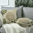 thumbnail image 2 of Green White Decorative Dahlia Boho Pillow Covers, Geometric Floral Elegant Gray Green White Throw Pillow Case Decoration, Rustic Farmhouse Linen Cushion Covers for Couch Sofa Bedroom Home Decor, 2 of 6