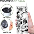 thumbnail image 5 of 20oz Skinny Tumbler With Lid and Straw，Gifts for Woman，Mom Birthday Gifts，Travel Mug For Friends, Stainless Steel, Double Wall, Vacuum Sealed Travel Mug (Skulls And Flower), 5 of 6